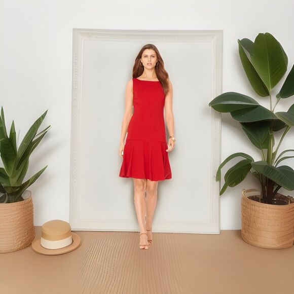 Ralph Lauren dress Red pleated Size 2 NWT - Picture 1 of 10